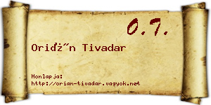 Orián Tivadar névjegykártya